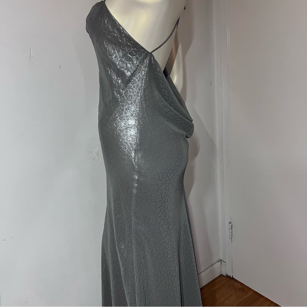 Silence + Noise Silver Slip Dress Size Large AB Maxi Liquid Fluid Backless Silve - Picture 6 of 16